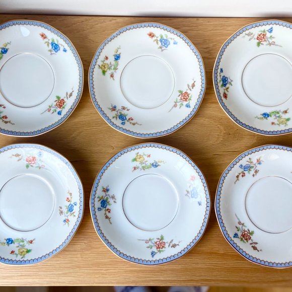 1920\'s French Floral Dessert Plates, Set of 6, Theodore Haviland Limoges  \